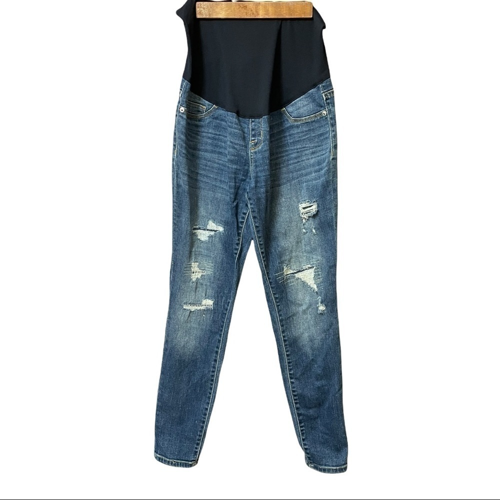 Maternity Distressed medium wash jeans Ankle Skinny casual fall size XS/26.